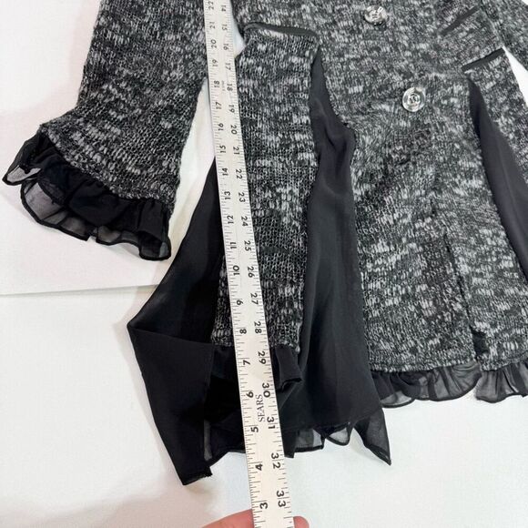 Bracha Jacket Womens Medium Black Ruffle Knit Goth Fairy Button Up Outerwear - Picture 6 of 9